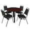Kee Kee Round Table & Chair Set, Wood, Metal, Vinyl Top, Mahogany TB42RNDMHBPBK29BK - alternate 1